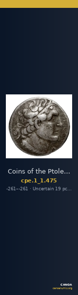 Coins of the Ptolemaic Empire Vol. I, Part 1, no. 475 — CANOA