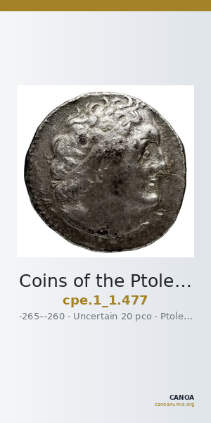Coins of the Ptolemaic Empire Vol. I, Part 1, no. 477 — CANOA