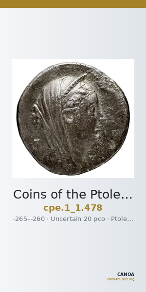 Coins of the Ptolemaic Empire Vol. I, Part 1, no. 478 — CANOA
