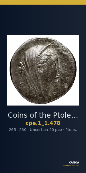 Coins of the Ptolemaic Empire Vol. I, Part 1, no. 478 — CANOA
