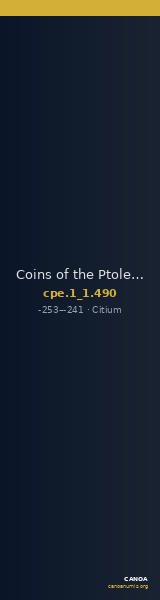 Coins of the Ptolemaic Empire Vol. I, Part 1, no. 490 — CANOA