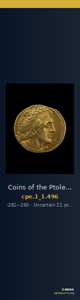 Coins of the Ptolemaic Empire Vol. I, Part 1, no. 496 — CANOA