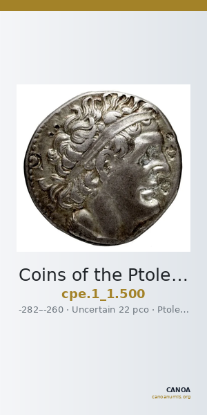 Coins of the Ptolemaic Empire Vol. I, Part 1, no. 500 — CANOA