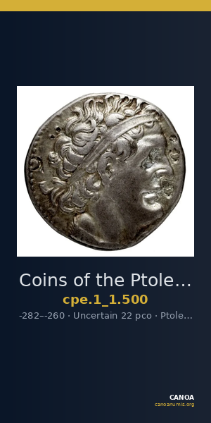 Coins of the Ptolemaic Empire Vol. I, Part 1, no. 500 — CANOA