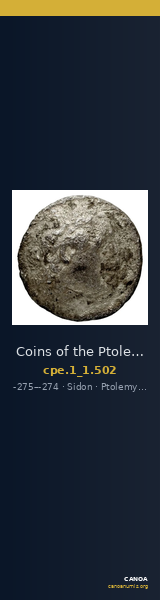Coins of the Ptolemaic Empire Vol. I, Part 1, no. 502 — CANOA