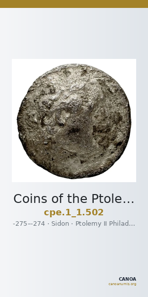 Coins of the Ptolemaic Empire Vol. I, Part 1, no. 502 — CANOA