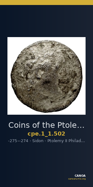 Coins of the Ptolemaic Empire Vol. I, Part 1, no. 502 — CANOA