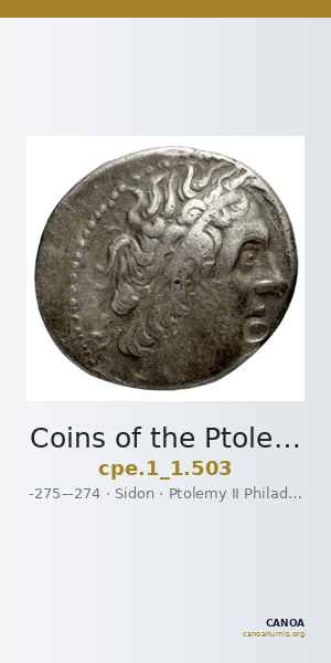 Coins of the Ptolemaic Empire Vol. I, Part 1, no. 503 — CANOA