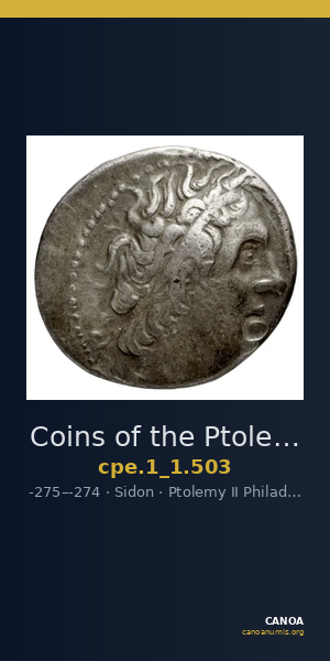 Coins of the Ptolemaic Empire Vol. I, Part 1, no. 503 — CANOA