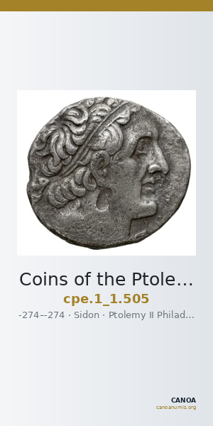 Coins of the Ptolemaic Empire Vol. I, Part 1, no. 505 — CANOA