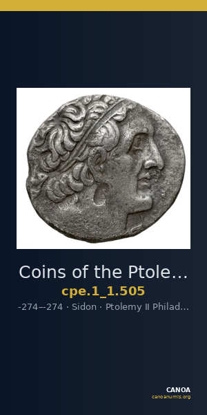 Coins of the Ptolemaic Empire Vol. I, Part 1, no. 505 — CANOA