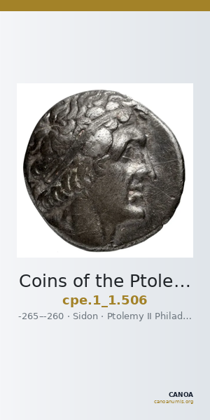Coins of the Ptolemaic Empire Vol. I, Part 1, no. 506 — CANOA