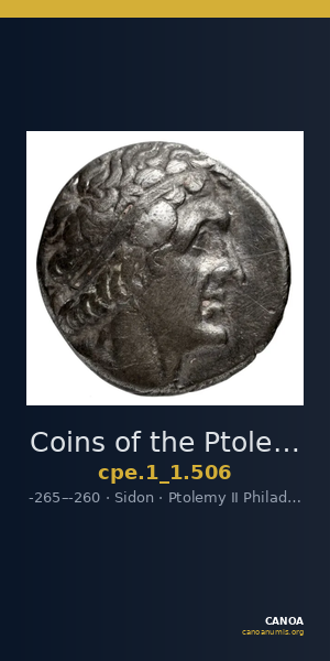 Coins of the Ptolemaic Empire Vol. I, Part 1, no. 506 — CANOA