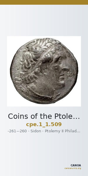 Coins of the Ptolemaic Empire Vol. I, Part 1, no. 509 — CANOA
