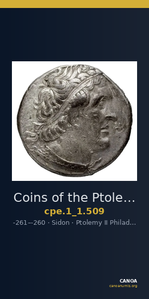 Coins of the Ptolemaic Empire Vol. I, Part 1, no. 509 — CANOA