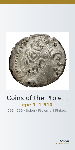 Coins of the Ptolemaic Empire Vol. I, Part 1, no. 510 — CANOA