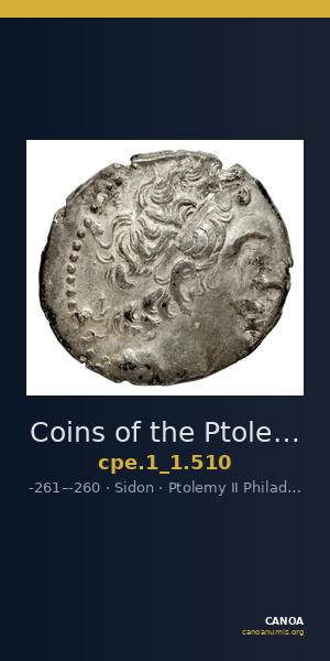 Coins of the Ptolemaic Empire Vol. I, Part 1, no. 510 — CANOA