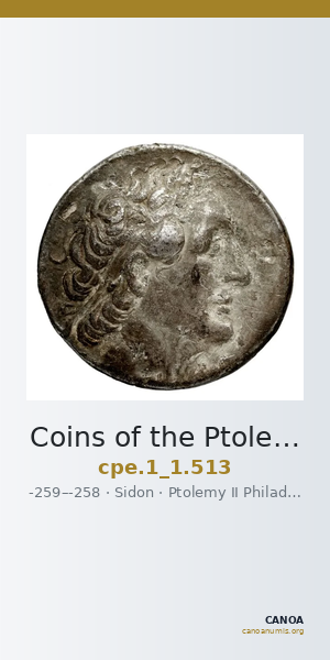 Coins of the Ptolemaic Empire Vol. I, Part 1, no. 513 — CANOA