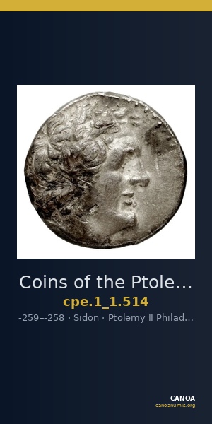 Coins of the Ptolemaic Empire Vol. I, Part 1, no. 514 — CANOA