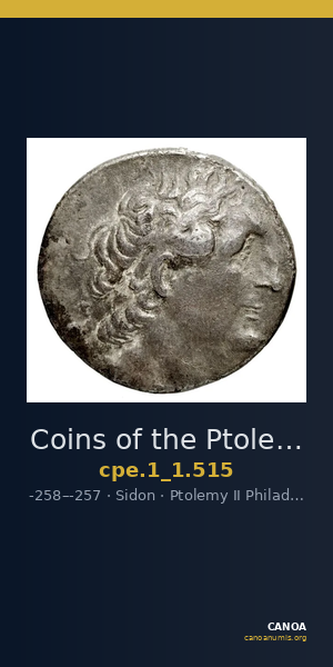 Coins of the Ptolemaic Empire Vol. I, Part 1, no. 515 — CANOA