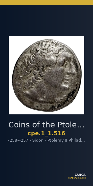 Coins of the Ptolemaic Empire Vol. I, Part 1, no. 516 — CANOA