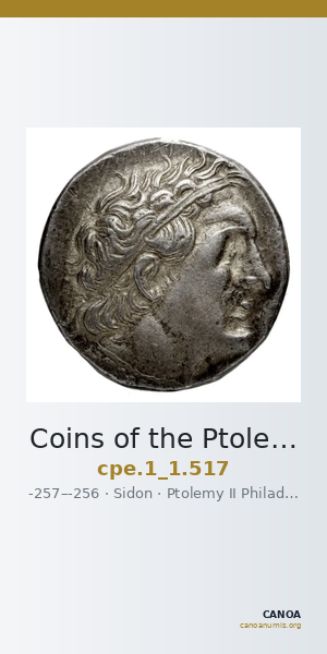 Coins of the Ptolemaic Empire Vol. I, Part 1, no. 517 — CANOA