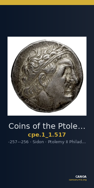 Coins of the Ptolemaic Empire Vol. I, Part 1, no. 517 — CANOA