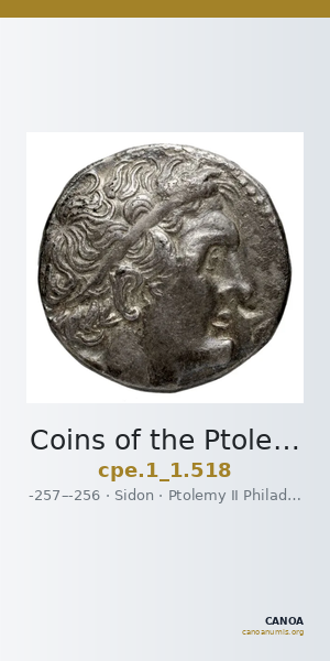 Coins of the Ptolemaic Empire Vol. I, Part 1, no. 518 — CANOA