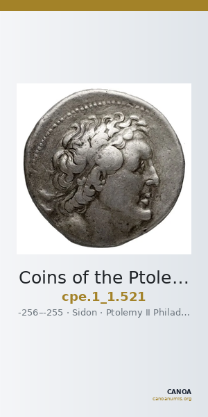 Coins of the Ptolemaic Empire Vol. I, Part 1, no. 521 — CANOA