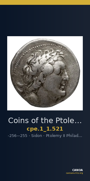 Coins of the Ptolemaic Empire Vol. I, Part 1, no. 521 — CANOA