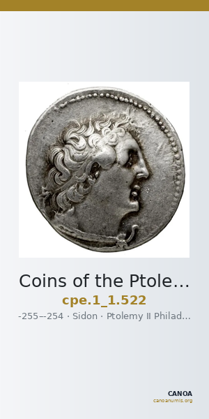 Coins of the Ptolemaic Empire Vol. I, Part 1, no. 522 — CANOA