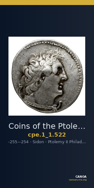 Coins of the Ptolemaic Empire Vol. I, Part 1, no. 522 — CANOA