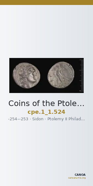 Coins of the Ptolemaic Empire Vol. I, Part 1, no. 524 — CANOA