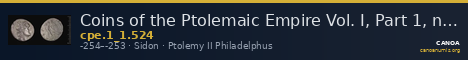 Coins of the Ptolemaic Empire Vol. I, Part 1, no. 524 — CANOA