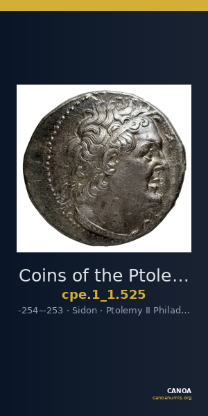 Coins of the Ptolemaic Empire Vol. I, Part 1, no. 525 — CANOA