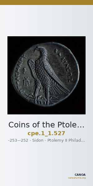 Coins of the Ptolemaic Empire Vol. I, Part 1, no. 527 — CANOA