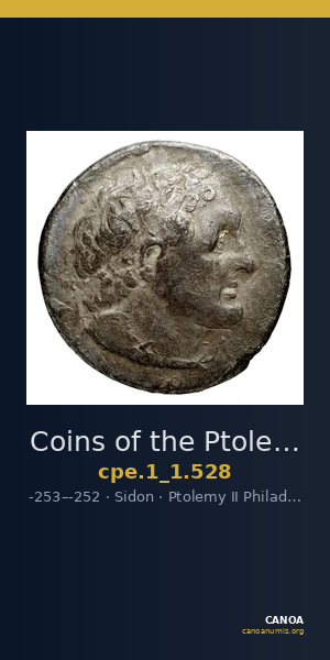 Coins of the Ptolemaic Empire Vol. I, Part 1, no. 528 — CANOA