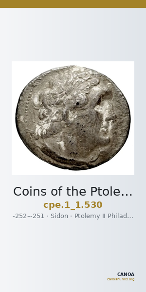 Coins of the Ptolemaic Empire Vol. I, Part 1, no. 530 — CANOA