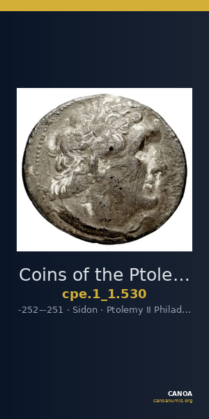 Coins of the Ptolemaic Empire Vol. I, Part 1, no. 530 — CANOA