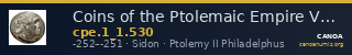 Coins of the Ptolemaic Empire Vol. I, Part 1, no. 530 — CANOA