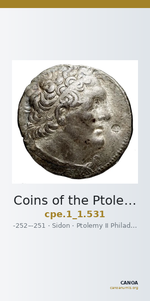 Coins of the Ptolemaic Empire Vol. I, Part 1, no. 531 — CANOA