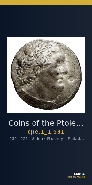 Coins of the Ptolemaic Empire Vol. I, Part 1, no. 531 — CANOA
