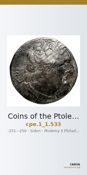 Coins of the Ptolemaic Empire Vol. I, Part 1, no. 533 — CANOA