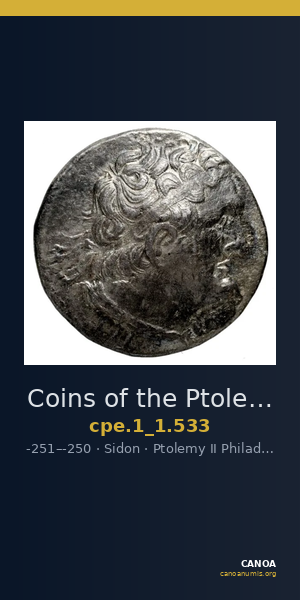 Coins of the Ptolemaic Empire Vol. I, Part 1, no. 533 — CANOA