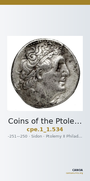 Coins of the Ptolemaic Empire Vol. I, Part 1, no. 534 — CANOA