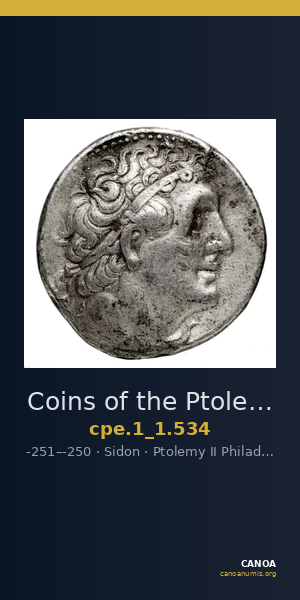Coins of the Ptolemaic Empire Vol. I, Part 1, no. 534 — CANOA