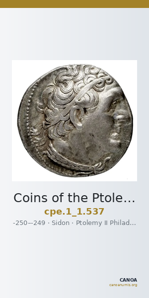 Coins of the Ptolemaic Empire Vol. I, Part 1, no. 537 — CANOA