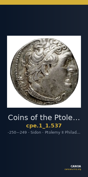 Coins of the Ptolemaic Empire Vol. I, Part 1, no. 537 — CANOA