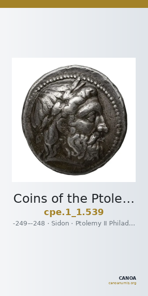Coins of the Ptolemaic Empire Vol. I, Part 1, no. 539 — CANOA
