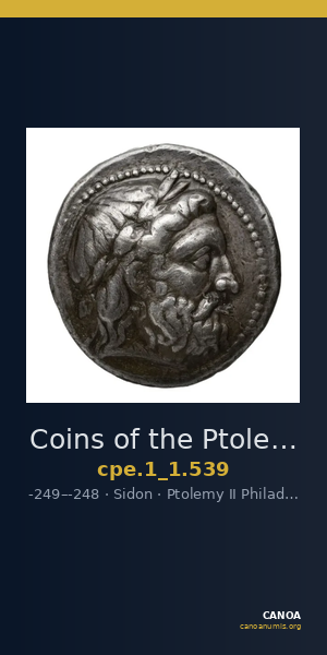 Coins of the Ptolemaic Empire Vol. I, Part 1, no. 539 — CANOA